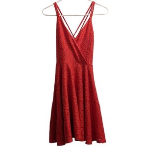 Design Lab Lord & Taylor Coral Pattern Stitch Crisscross Back Dress S